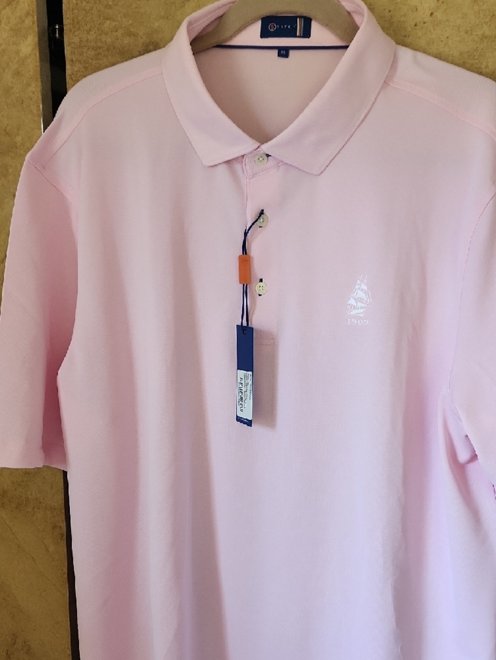 SALE- NWT- Men's by "Stitch" Light Pink Short-Sleeve Polo with Embroidered Logo - Picture 6 of 8